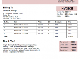 Simple invoice design using html and css